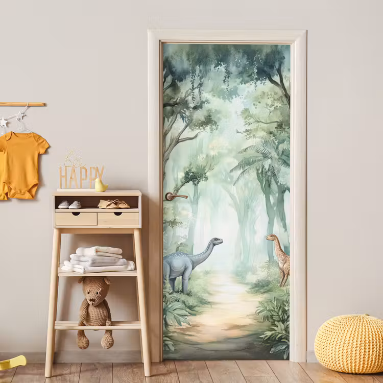 Deursticker - Dino - Jungle - Dinosaurus - Groen — 6