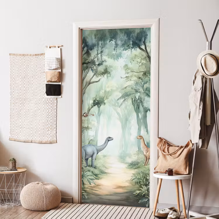 Deursticker - Dino - Jungle - Dinosaurus - Groen — 8