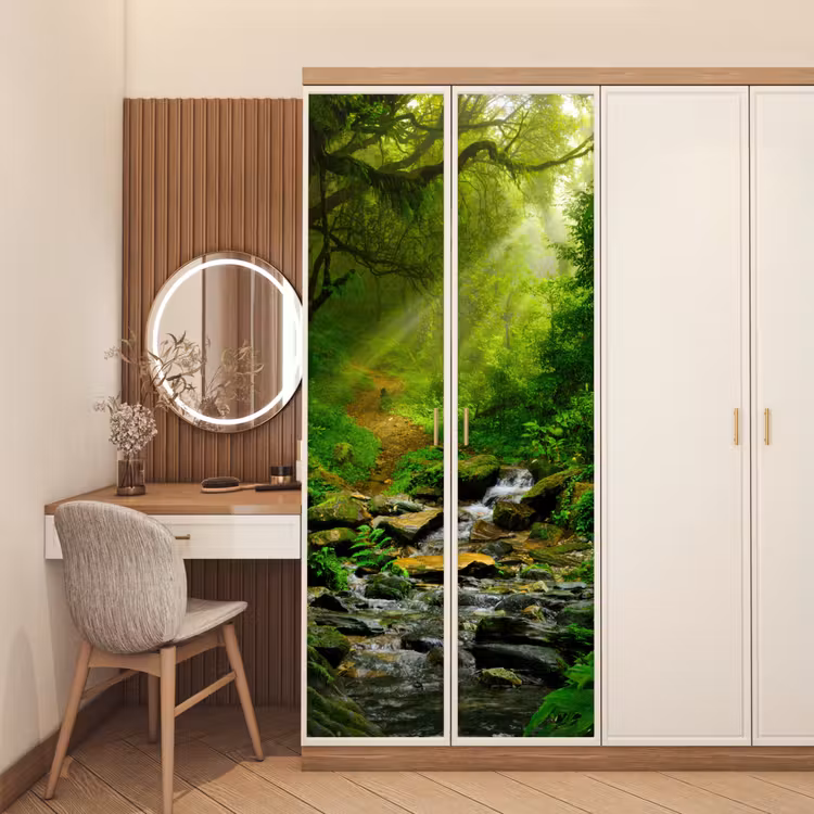Deursticker - Jungle - Groen - Waterval - Natuur — 5