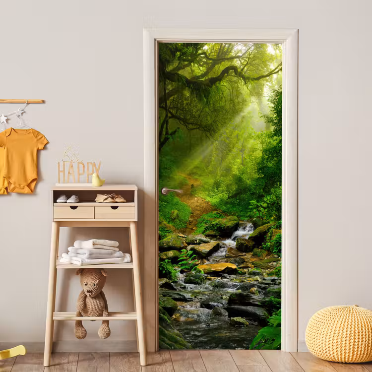 Deursticker - Jungle - Groen - Waterval - Natuur — 6