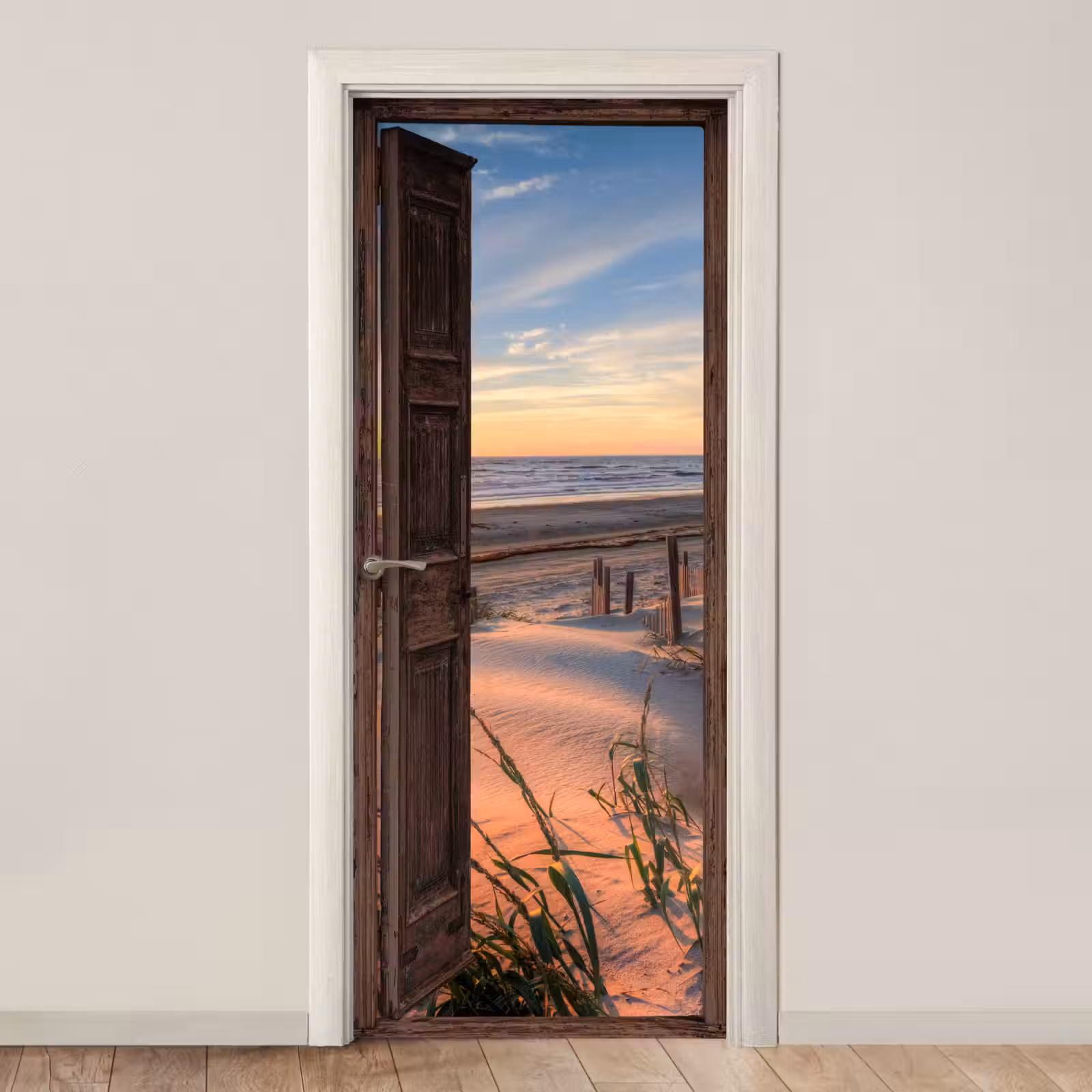 Deursticker - Doorkijk - Strand - Zee - Natuur - Duinen — 1