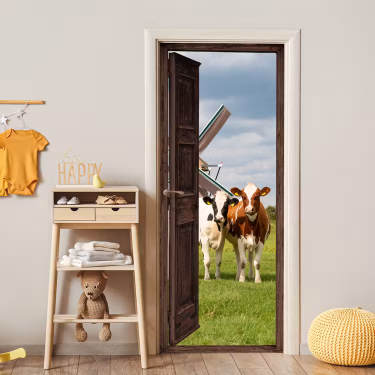 Deursticker - Doorkijk - Koeien - Dieren - Weiland - Natuur — 6