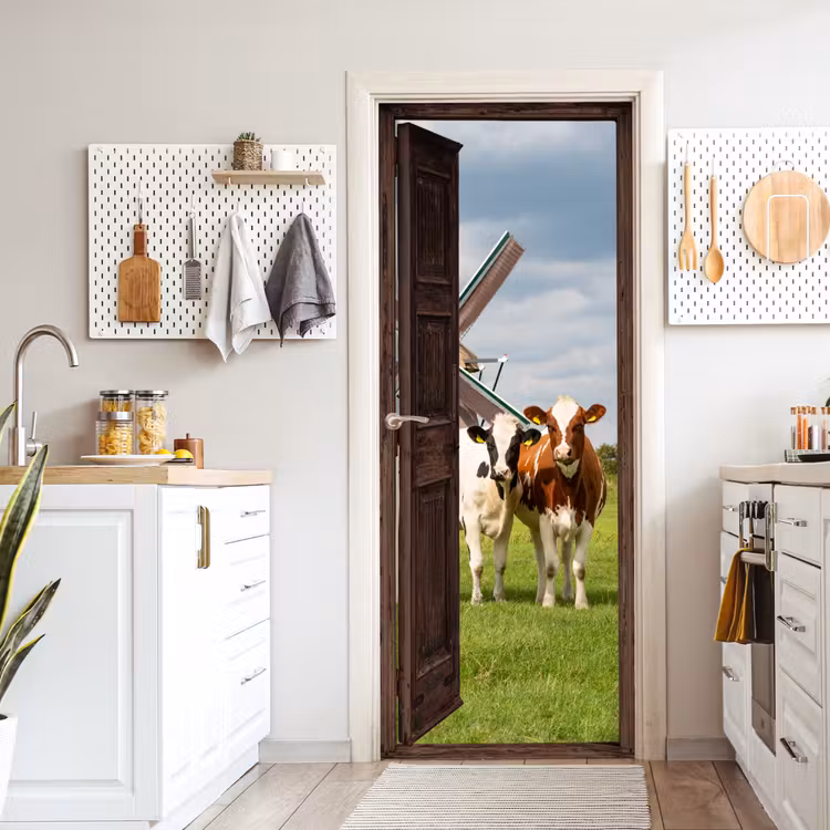 Deursticker - Doorkijk - Koeien - Dieren - Weiland - Natuur — 7
