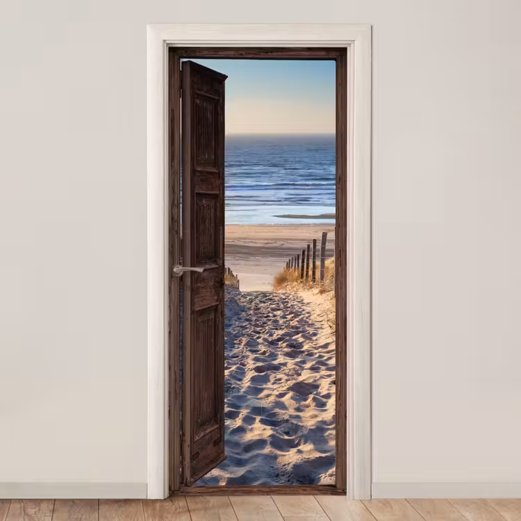 Deursticker - Doorkijk - Strand - Zee - Pad - Duinen — 1