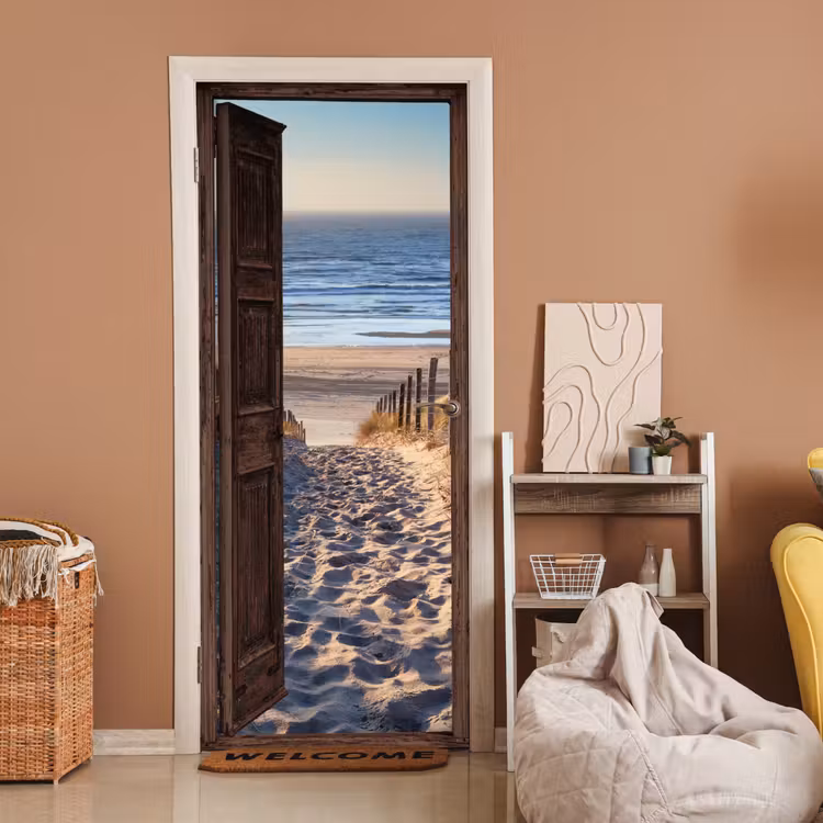 Deursticker - Doorkijk - Strand - Zee - Pad - Duinen — 2