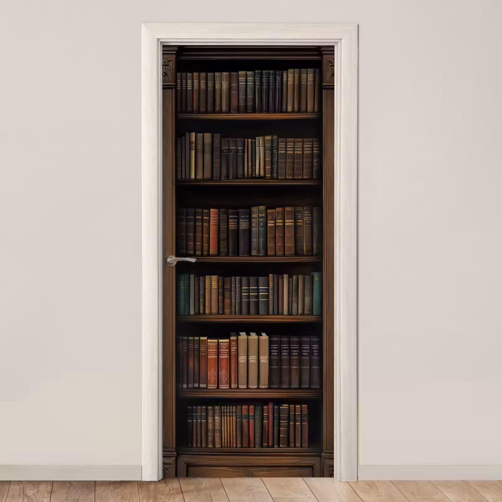 Deursticker - Boekenkast - Vintage - Bruin — 1