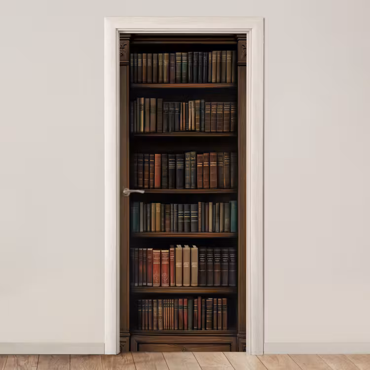 Deursticker - Boekenkast - Vintage - Bruin — 1