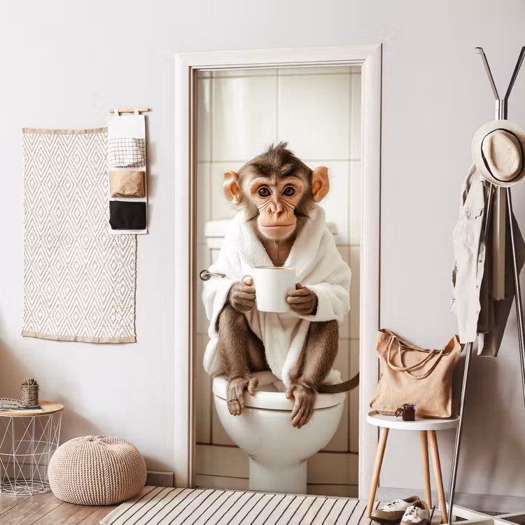 Deursticker - Aap - Modern - WC - Badjas — 8