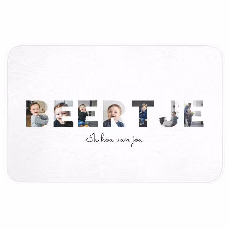 Gepersonaliseerde WC Mat - Beertje - Lettercollage — 1