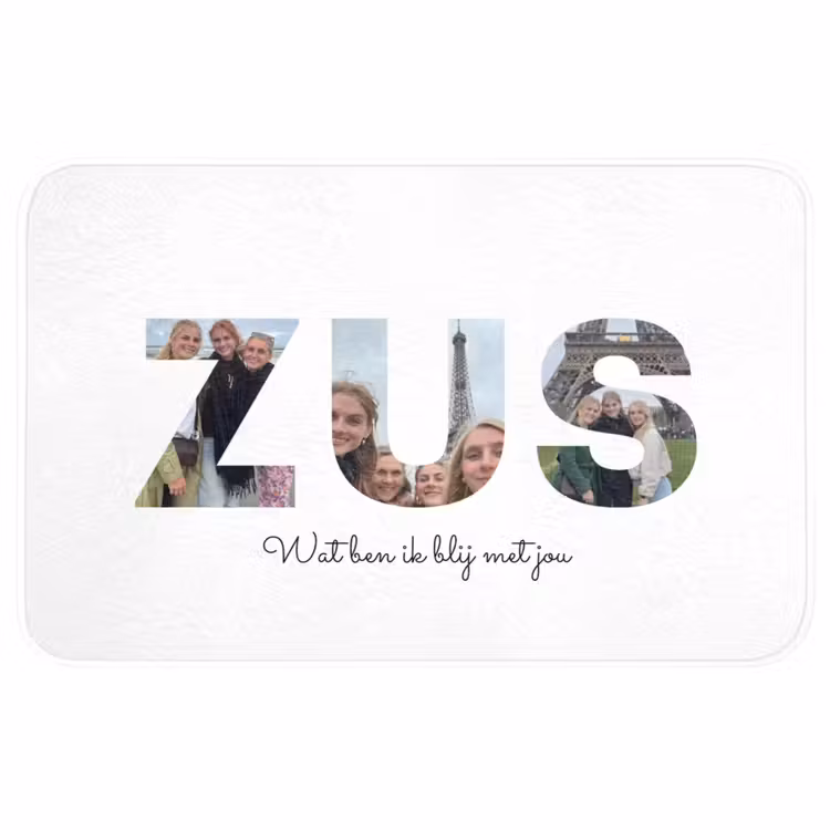 Gepersonaliseerde WC Mat - Zus - Lettercollage — 1