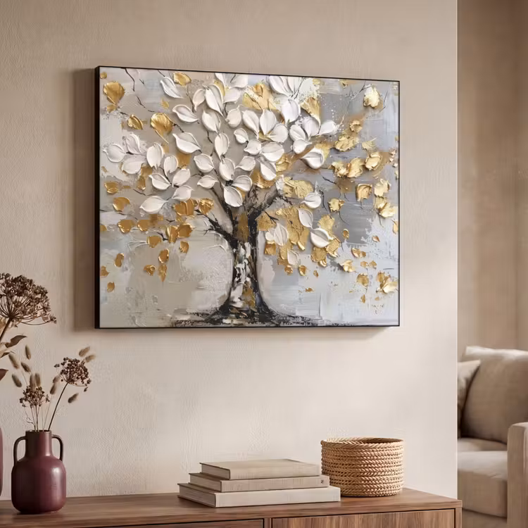 Art Frame - Boom - Beige - Grijs - Goud - Abstract — 4