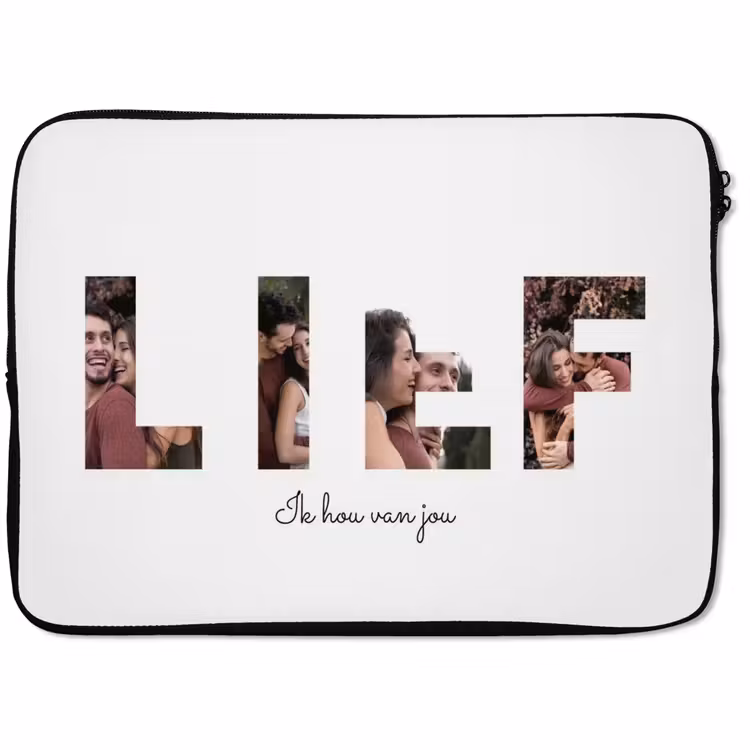 Gepersonaliseerde laptophoes - Lief - Lettercollage — 1