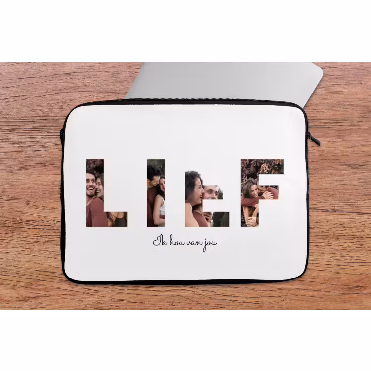 Gepersonaliseerde laptophoes - Lief - Lettercollage — 2