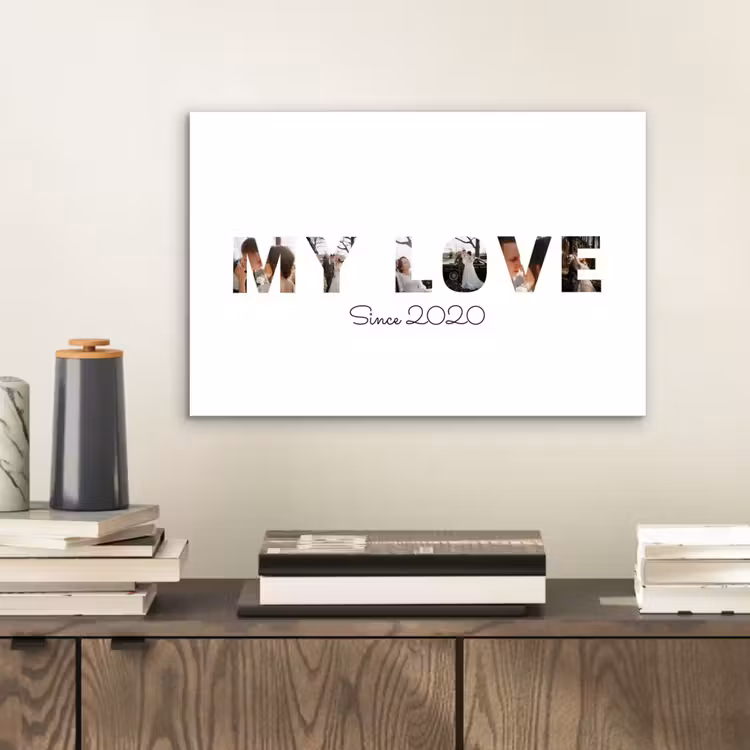 Gepersonaliseerd aluminium schilderij - My Love - Lettercollage — 2