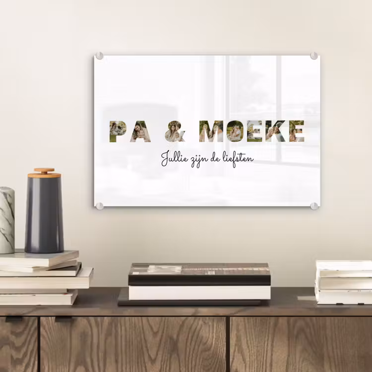 Gepersonaliseerd glas schilderij - Pa & Moeke - Lettercollage — 2