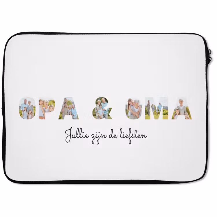Gepersonaliseerde laptophoes - Opa & Oma - Lettercollage — 1