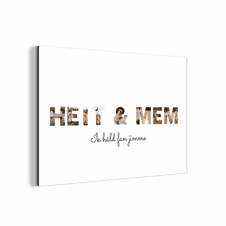 Gepersonaliseerd aluminium schilderij - Heit & Mem - Lettercollage — 1