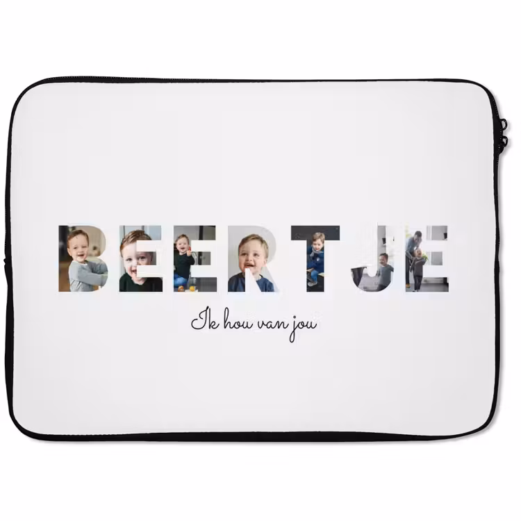 Gepersonaliseerde laptophoes - Beertje - Lettercollage — 1