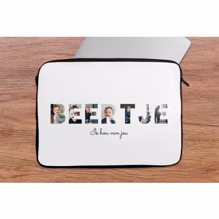 Gepersonaliseerde laptophoes - Beertje - Lettercollage — 2