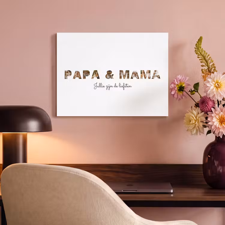 Gepersonaliseerd akoestisch schilderij - Papa & Mama - Lettercollage — 4