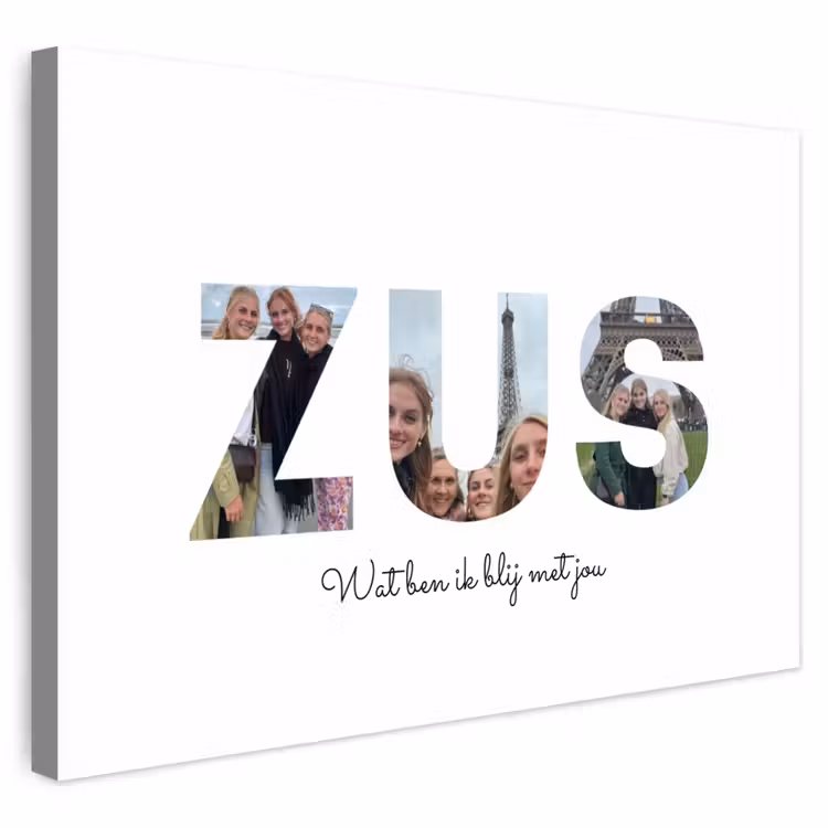 Gepersonaliseerd buiten canvas - Zus - Lettercollage — 1