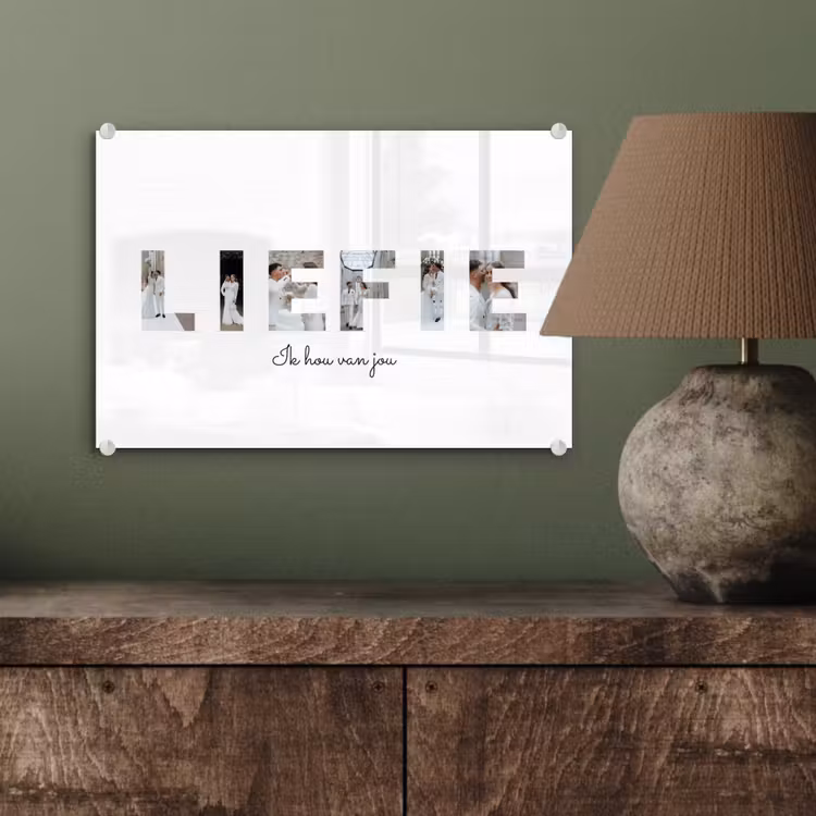 Gepersonaliseerd glas schilderij - Liefie - Lettercollage — 4