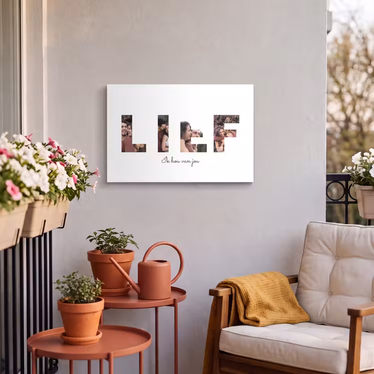 Gepersonaliseerd buiten canvas - Lief - Lettercollage — 3