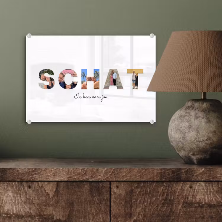 Gepersonaliseerd glas schilderij - Schat - Lettercollage — 4