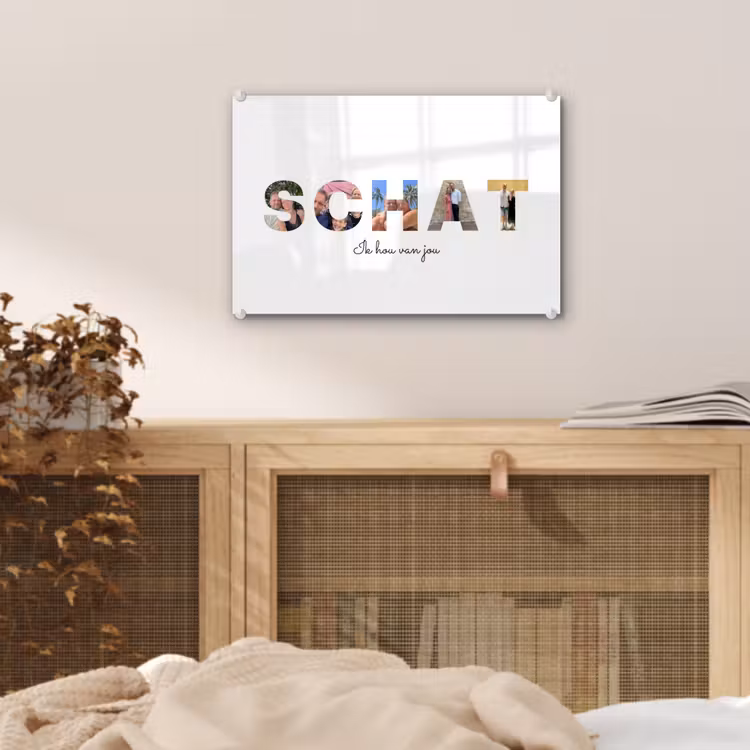 Gepersonaliseerd glas schilderij - Schat - Lettercollage — 5