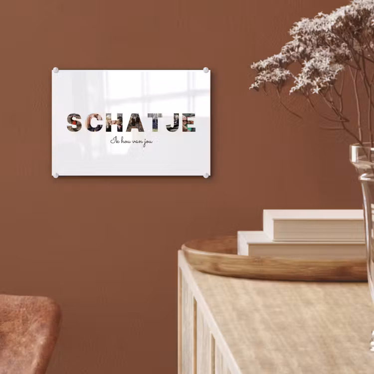 Gepersonaliseerd glas schilderij - Schatje - Lettercollage — 6