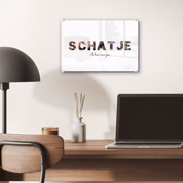 Gepersonaliseerd glas schilderij - Schatje - Lettercollage — 7