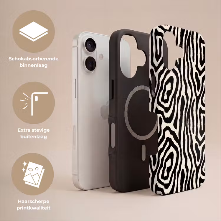 Telefoonhoesje Toughcase - Zebra - Abstract - Zwart — 3