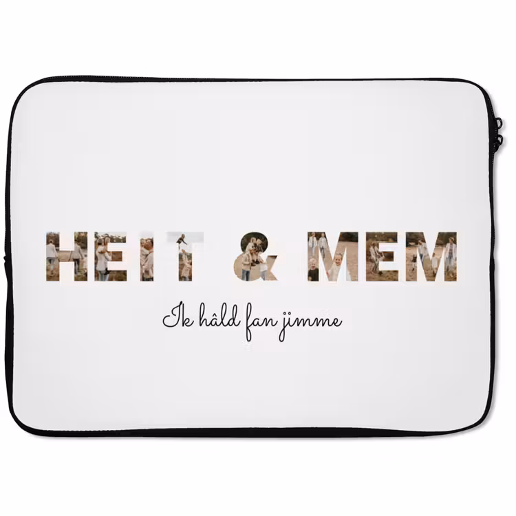 Gepersonaliseerde laptophoes - Heit & Mem - Lettercollage — 1