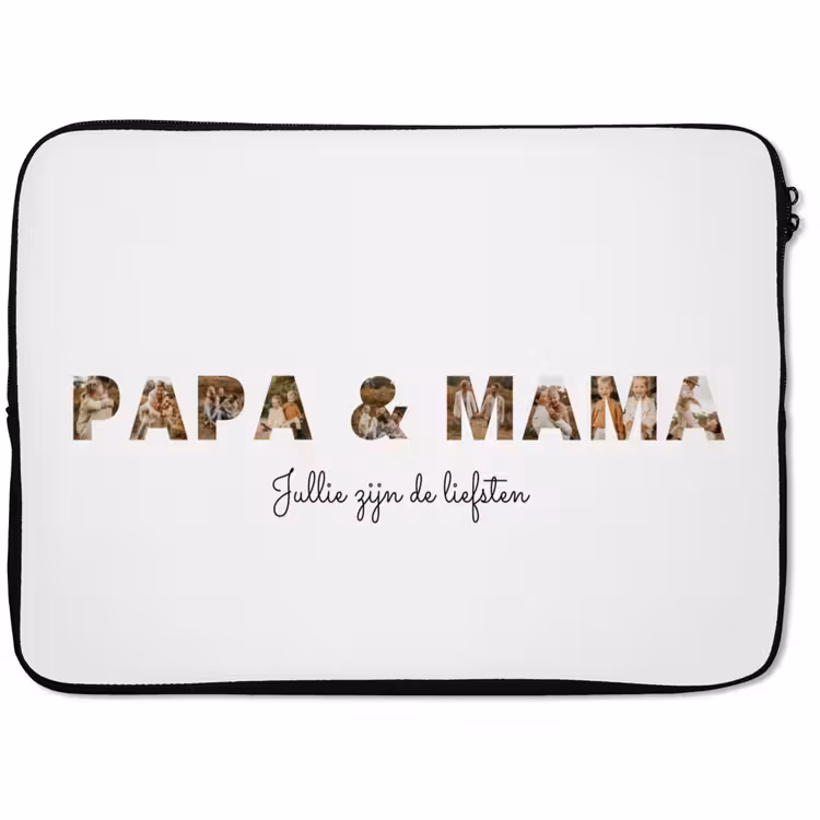 Gepersonaliseerde laptophoes - Papa & Mama - Lettercollage — 1