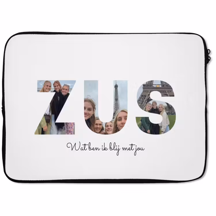 Gepersonaliseerde laptophoes - Zus - Lettercollage — 1