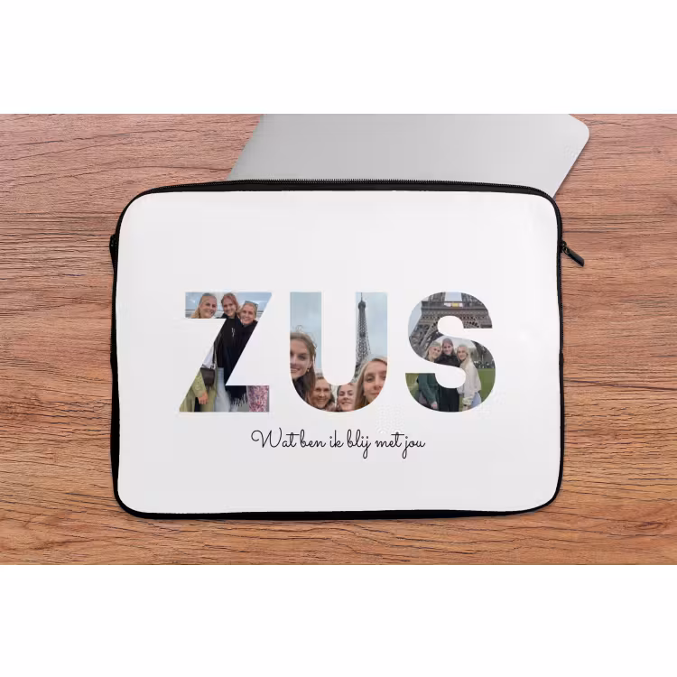 Gepersonaliseerde laptophoes - Zus - Lettercollage — 2