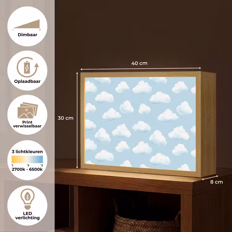 Lightbox - Wandlamp - Wolken - Illustratie - Blauw — 10