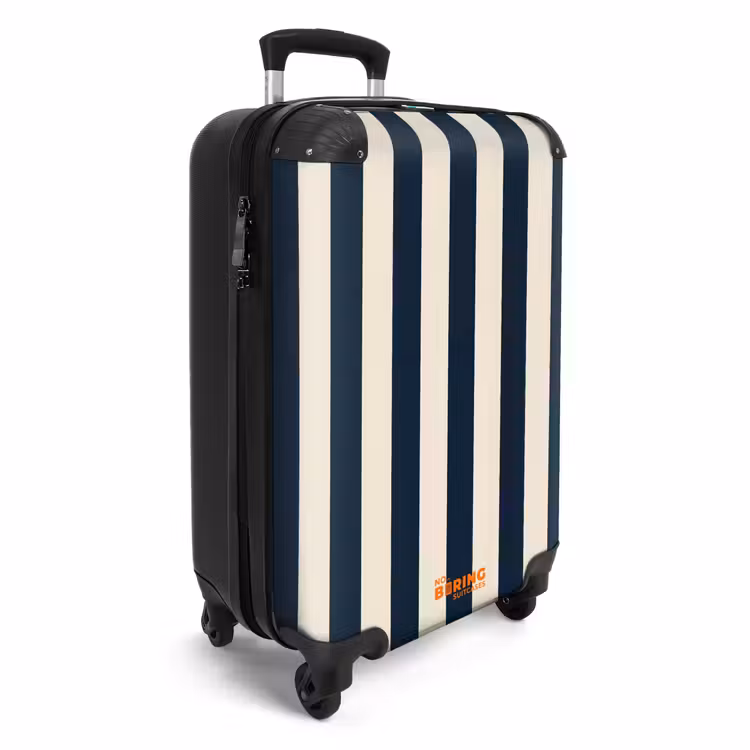 Koffer - Verticale strepen - Blauw - Crème — 4