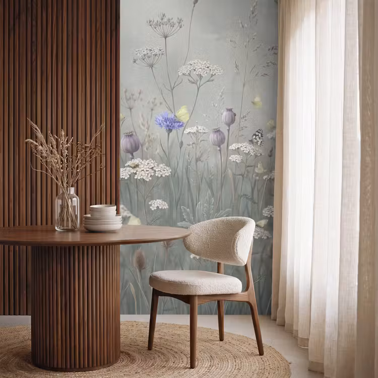 Behang - Vlinders - Wildbloemen - Illustratie - Kleurrijk — 4