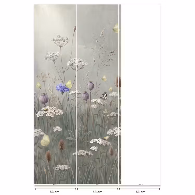 Behang - Vlinders - Wildbloemen - Illustratie - Kleurrijk — 6
