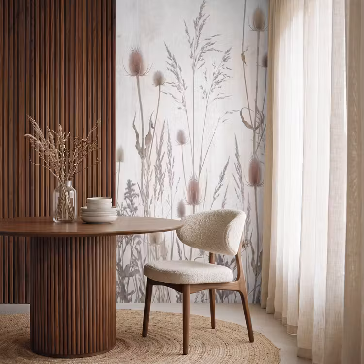 Behang - Weidebloemen - Design - Sepia — 4