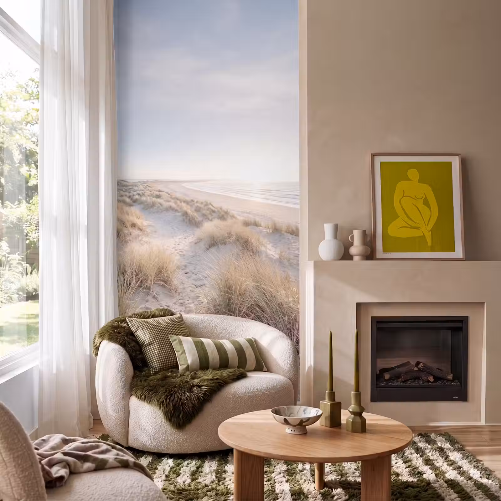 Behang - Duinen - Strand - Beige — 1
