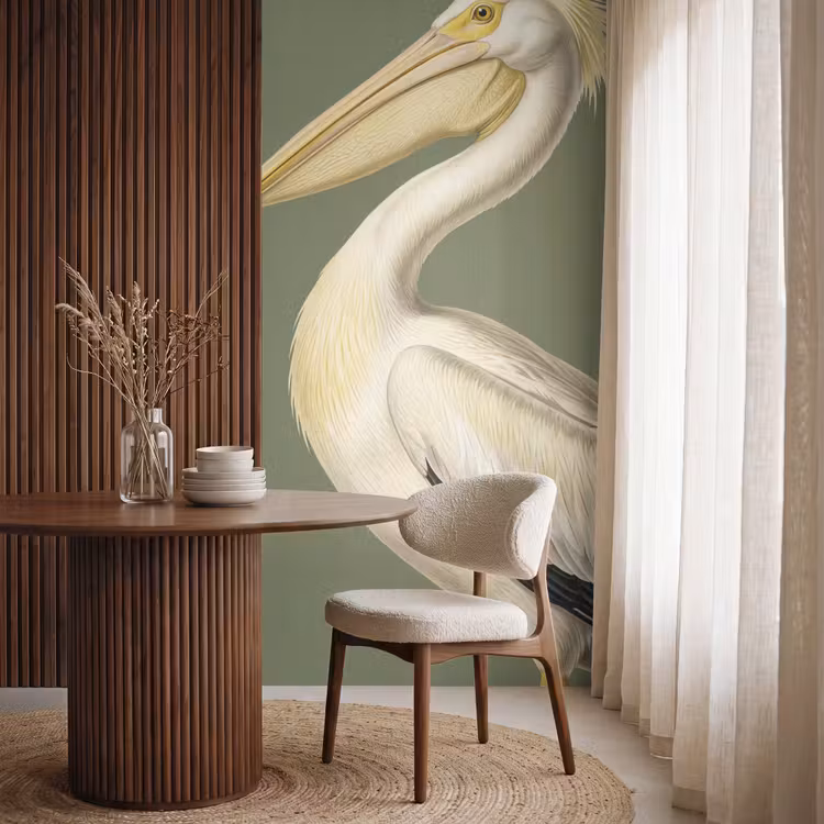 Behang - Pelikaan - Wit - Vogel - Klassiek - Natuur — 4