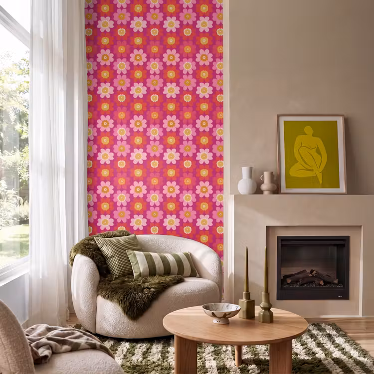 Behang - Bloemen - Retro - Kleurrijk — 1