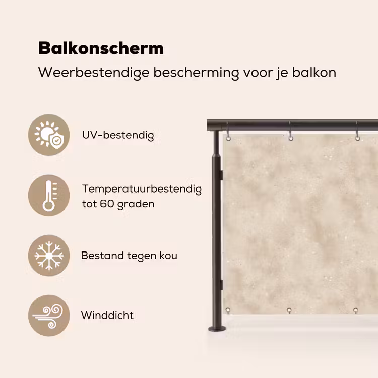 Balkonscherm - Structuur - Spikkels - Beige — 3