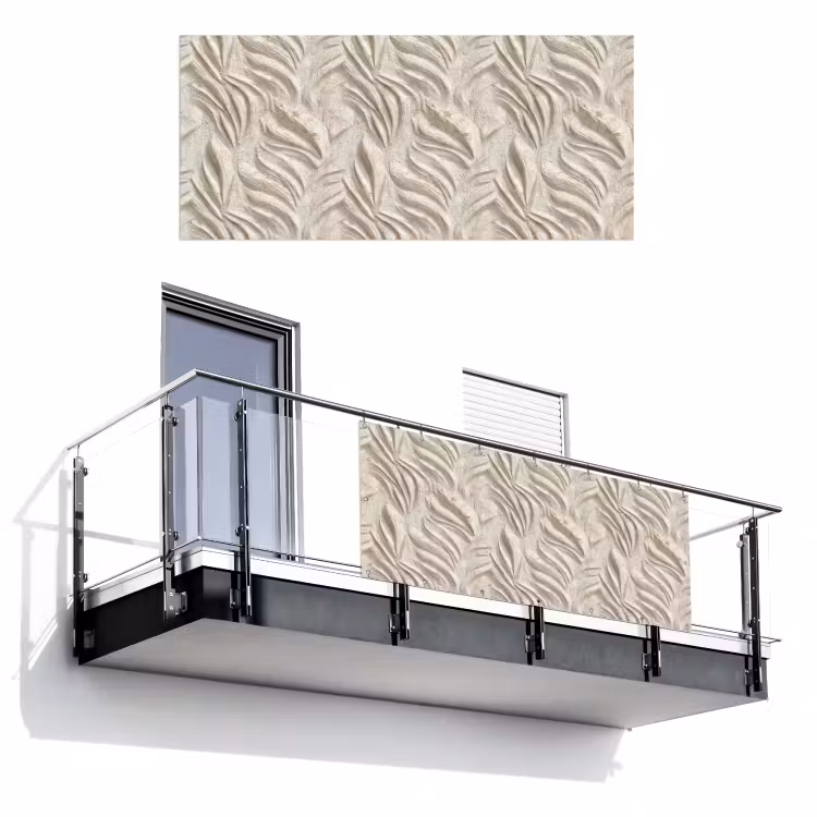 Balkonscherm - Textuur - Reliëf - Beige — 1
