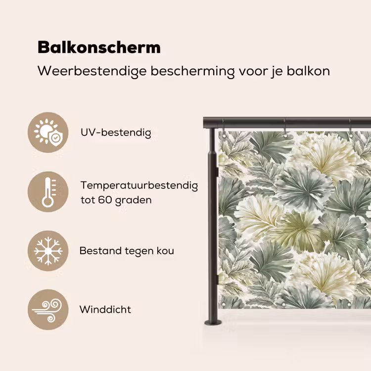 Balkonscherm - Bladeren - Botanisch - Groen — 3