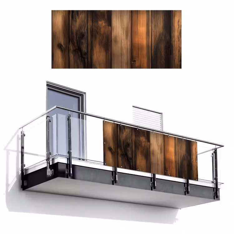 Balkonscherm - Hout - Rustiek - Donkere Planken — 1