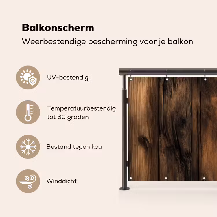 Balkonscherm - Hout - Rustiek - Donkere Planken — 3