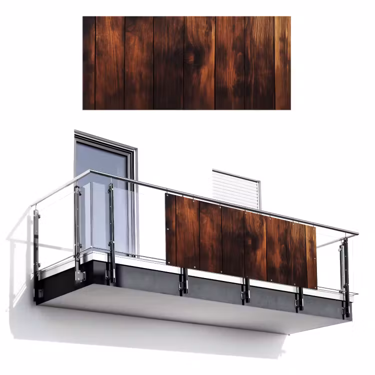 Balkonscherm - Hout - Planken - Vintage - Donkerbruin — 1